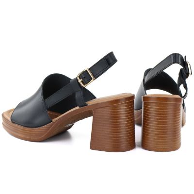 3. Women's black high-heeled sandals Potocki 54324