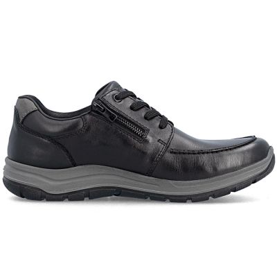 8. Men's comfortable leather shoes, width H, black, Rieker 03607-24