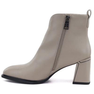 4. Women's beige leather high-heeled ankle boots Vinceza 67057