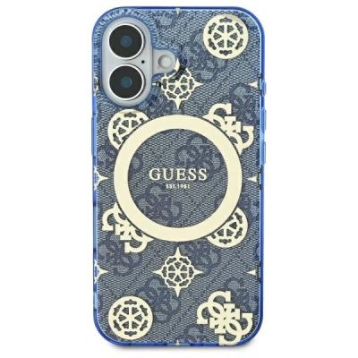 3. Guess IML Peony On 4G Background MagSafe case for iPhone 16 - blue