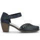 2. Women's leather sandals with a comfortable heel, openwork, navy blue, Rieker 40902-14