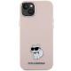 3. Karl Lagerfeld Silicone Choupette Metal Pin Case for iPhone 15 Plus / 14 Plus - Pink
