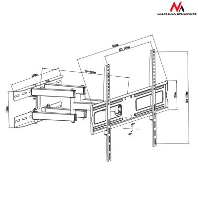 6. Maclean MC-762 TV mount (tiltable - 70"; max. 30kg)