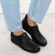 12. Women’s black leather wedge shoes Rieker 47253-00