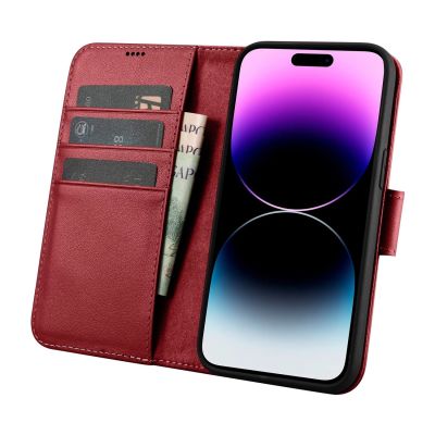 3. iCarer Wallet Case 2in1 Cover iPhone 14 Pro Max Leather Flip Cover Anti-RFID Red (WMI14220728-RD)