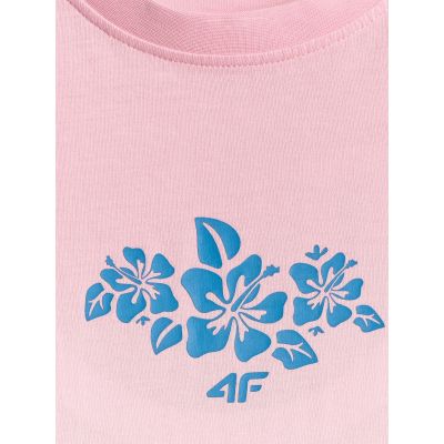 5. Girls' loose T-shirt with print 4F 4FJRSS26TTSHF4186-91A
