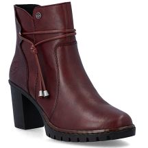 Women's leather ankle boots with high heels, burgundy, Rieker Y2567-35