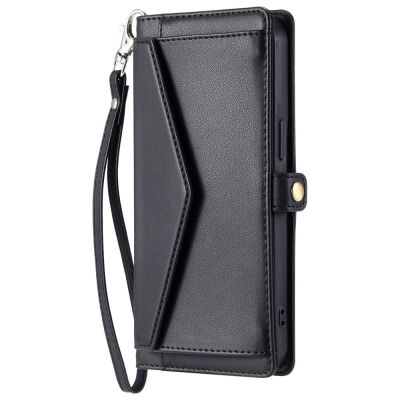 13. Samsung Galaxy A56 5G Leather Wallet Case with Stand Function and Straps - Black