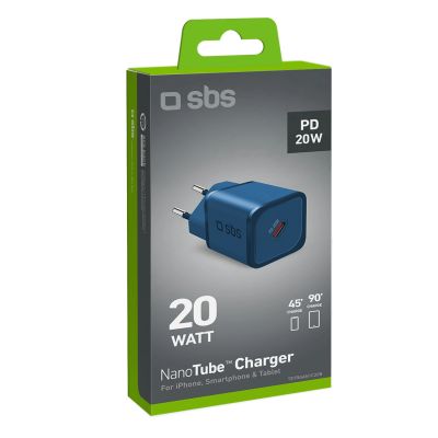 2. SBS TETRGAN1C20B 20W GaN Wall Charger with Power Delivery - Blue