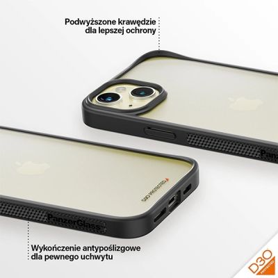4. PanzerGlass ClearCase Case for iPhone 15 Plus / 14 Plus with Military Grade Certification - Clear & Black