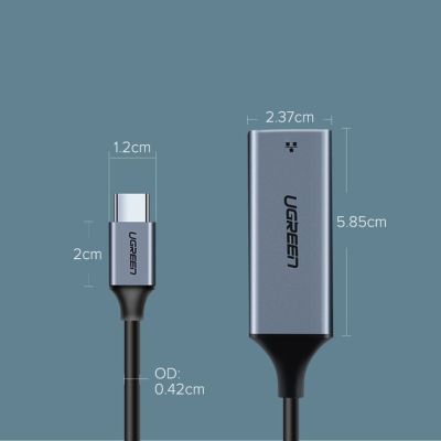 10. Ugreen external network adapter RJ45 - USB Type C (1000 Mbps / 1 Gbps) Gigabit Ethernet gray (CM199)