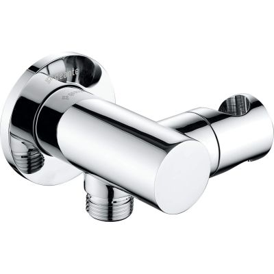 Round angle connector with handset holder