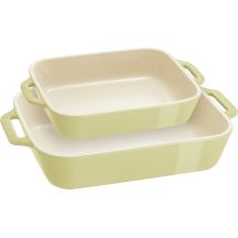 STAUB COOKING Set of 2 Rectangular Platters, Light Green
