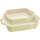 STAUB COOKING Set of 2 Rectangular Platters, Light Green
