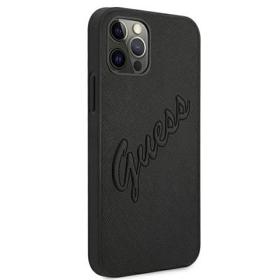 4. Guess Saffiano Vintage Script Case for iPhone 12 Pro Max 6.7" - Black