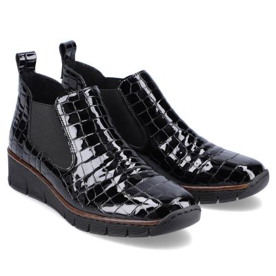 38. Rieker W R474 snakeskin leather ankle boots black