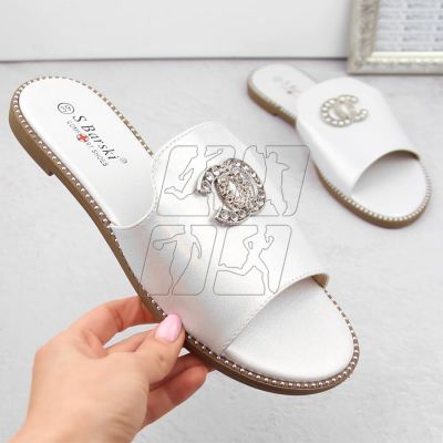 2. Comfortable flip-flops with zircons S.Barski W OLI258B white