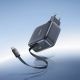 7. Baseus EnerCore CJ11 100W Wall Charger with USB-A and USB-C Ports and Retractable USB-C Cable - Black