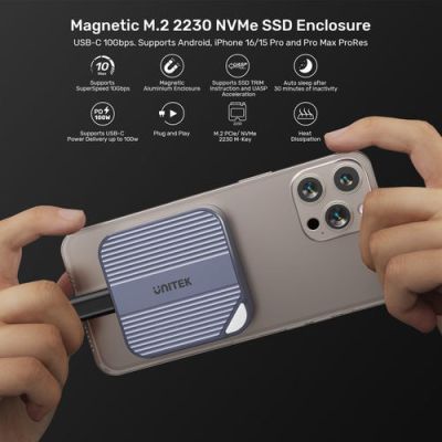 4. Unitek SolidForce Reefer Magnetic USB-C Drive Enclosure for M.2 SSD (NVMe/SATA)