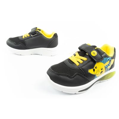 17. Leomil Pokemon children's sports shoes sneakers lightweight with velcro black yellow