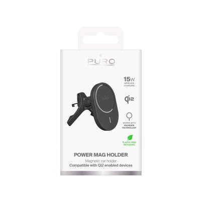 3. Puro Car Holder with Qi2 Charger, MagSafe Compatible - Black