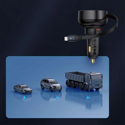 13. Baseus Enjoyment Pro 55W USB-A Car Charger with Retractable Lightning Cable - Black