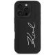 3. Karl Lagerfeld HC Grained PU Cardslot Metal Signature iPhone 16 Pro Case - Black