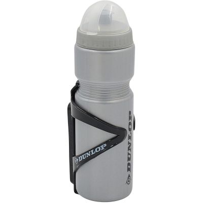 36. DUNLOP 750ML BIKE BOTTLE WITH CAGE SILVER