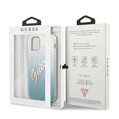 8. Guess GUHCP12LPCUGLSBL iPhone 12 Pro Max 6.7" blue/blue hardcase Glitter Gradient Script