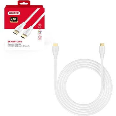 UNITEK HDMI 2.1 CABLE 8K HDR WHITE 1M