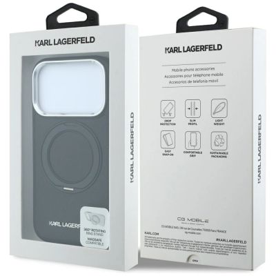 8. Karl Lagerfeld Ring Stand 360 Saffiano Classic Logo MagSafe Case for iPhone 18 Pro / 17 Pro - Black