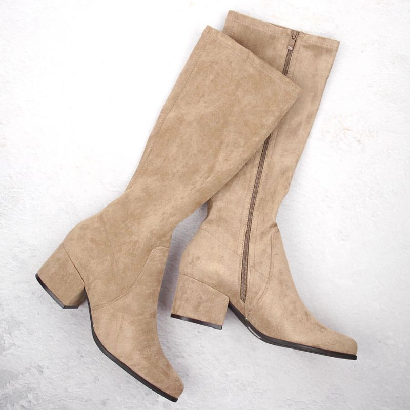 15. Beige Suede-Look Heeled Women’s Boots Sergio Leone KZ212