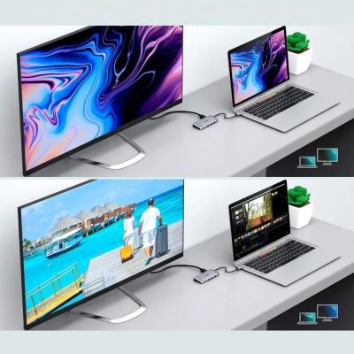 5. Choetech 9in1 multifunctional USB Type C HUB - 3x USB 3.2 Gen 1 / SD and TF memory card reader / HDMI 4K 30Hz / VGA Full HD 60Hz / USB Type C / RJ45 gray (HUB-M15 gray)