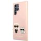 2. Karl Lagerfeld Silicone Ikonik Karl & Choupette Case for Samsung Galaxy S22 Ultra - Light Pink