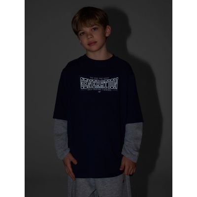 6. Loose longsleeve with print for boys 4F 4FJRSS26TLONM631-31S