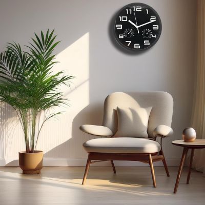 4. 25CM WALL CLOCK WITH THERMOMETER, BLACK
