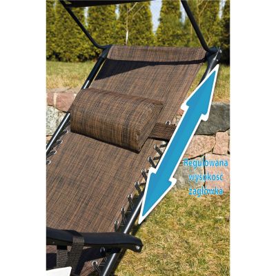 12. FOLDABLE GARDEN DECHAIR WITH CANOPY 173X52/65X110CM BROWN