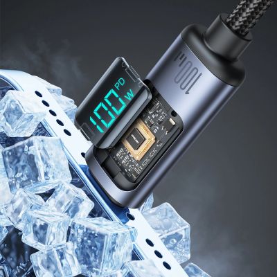 2. Joyroom Prism Series A16 USB-C / USB-C 100W 1.2m Cable with LED Display - Black