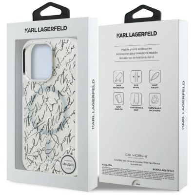 8. Karl Lagerfeld IML Karl Script Pattern MagSafe Case for iPhone 16 Pro Max - White