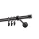 Single Curtain Rod Ø 19 mm, Black, 200 cm, LUNA, with Rings – Kowalski