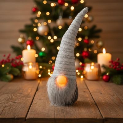 10. GNOME WITH A LONG WHITE HAT AND A GLITTER NOSE 42CM