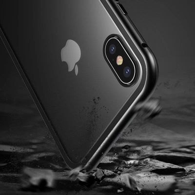 16. Wozinsky Full Magnetic Case Full Body Front and Back Cover with built-in glass for Vivo X60 black-transparent