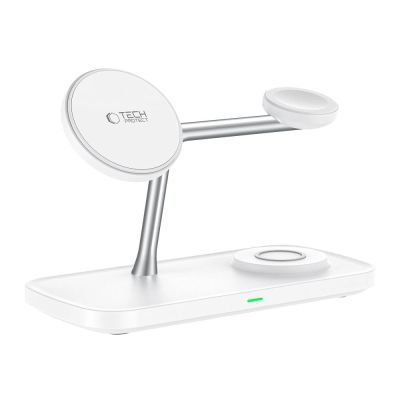 3. Tech-Protect QI15W-A45 3in1 Wireless Charger with MagSafe for Apple Devices - White