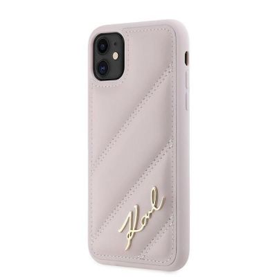 2. Karl Lagerfeld Diagonal Quilted Script case for iPhone 11 / Xr - pink