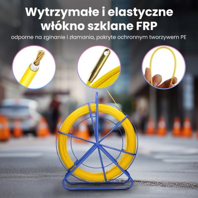 6. Extralink Pilot Cable Puller Pilot 3.8mm 100m FRP Fiberglass, Diameter 3.8mm, Length 100m, Yellow