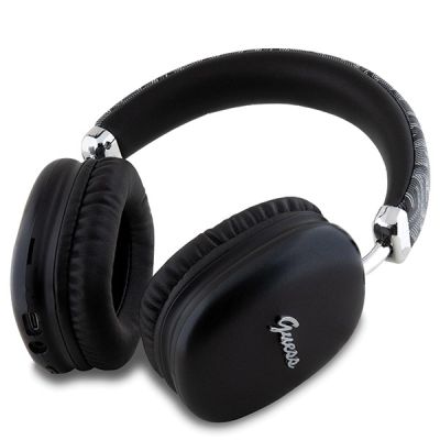 2. Guess GCube Metallic Script Logo Headphones - Black
