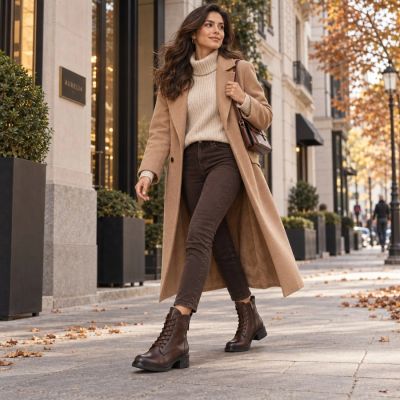 7. Brown Women’s Leather Ankle Boots Vinceza 86444