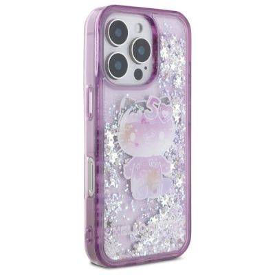 4. Hello Kitty Liquid Glitter 50TH Anniversary Party iPhone 16 Pro Case - Purple