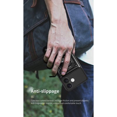 10. Hybrid Armor Camshield iPhone 17 Case with Stand and Camera Cover - Black