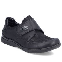 Rieker 48954-00 comfortable black women's shoes with Velcro